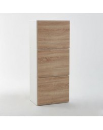 Zapatero-The H design-Zapatero Kim estilo moderno 3 puertas con madera natural-Blanco