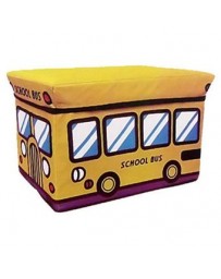 Pixnor Estilo Del Autobús Escolar Niños Niños Caja De Almacenaje Plegable Del Asiento Pop Up Toy Chest (color Al Azar)