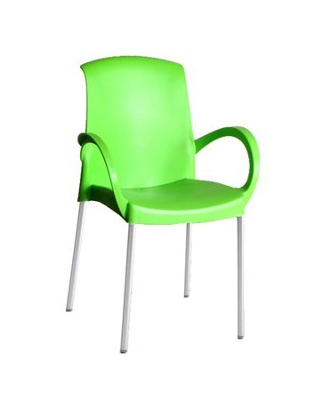 Silla de Plástico Apilable Mónaco con Brazos Verde - Envío Gratuito