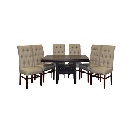 Comedor Hesper Caoba 6 Sillas Grandes Fabou Muebles - Humo Chocolate - Envío Gratuito