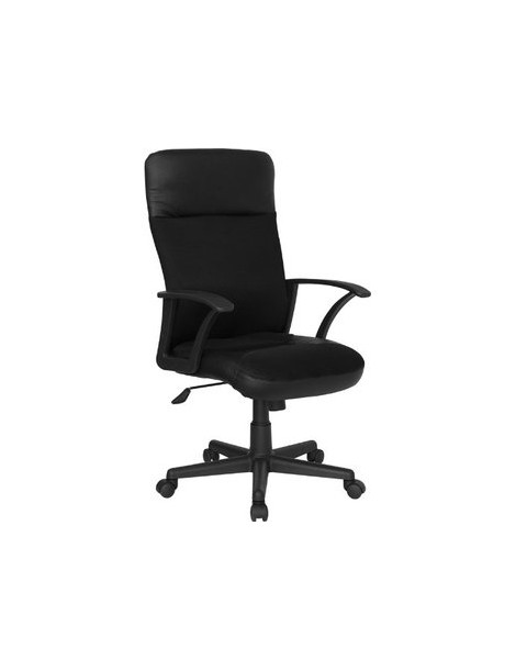 Muebles flash CP-A142A01-GG Alto Negro Piel / malla de combinación Silla ejecutiva giratoria de oficina - Envío Gratuito