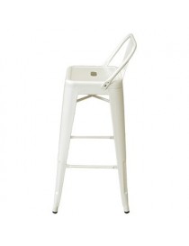 Banco De Bar Mobilier Réplica Tolix Con Respaldo-Blanco