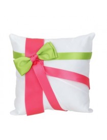 MagiDeal Almohada Anillo De Boda Portador Del Amortiguador Con La Cinta Verde Rosa Blanca 20cmx20cm - Envío Gratuito