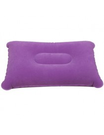 Al Aire Libre Viajar Almohada Dúplex Gamuza Flocado Mundillo Portátil Aire Inflable Cojín Oficina Coche Amortiguar -Violeta - En