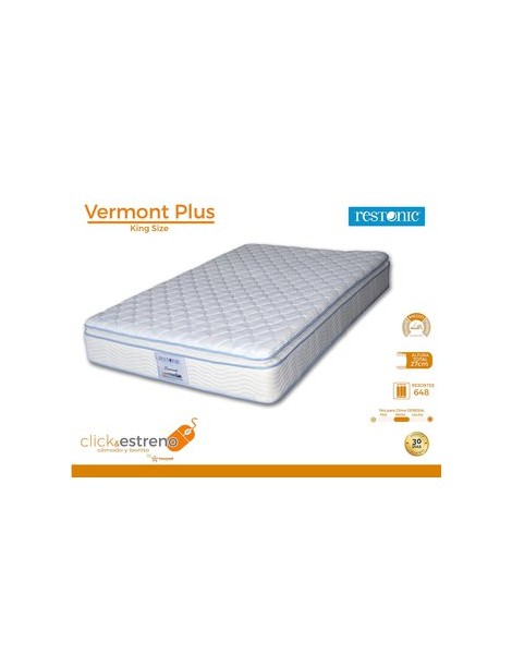 Colchón Restonic Vermont Plus King Size Blanco - Envío Gratuito