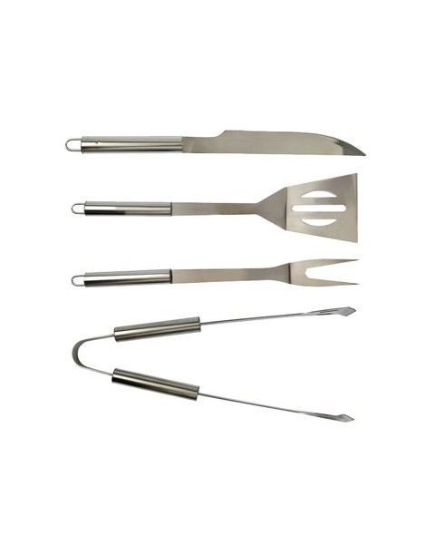 Set BBQ Aluminio. Incluye Espatula, Trinche, Pinzas y Cuchillo. - Envío Gratuito