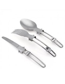 Acero inoxidable plegable Tenedor Cuchara Cuchillo set-SILVER - Envío Gratuito