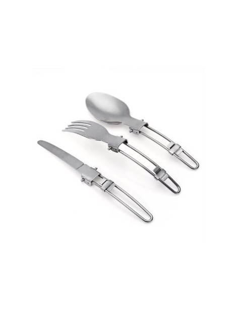 Acero inoxidable plegable Tenedor Cuchara Cuchillo set-SILVER - Envío Gratuito