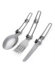 Acero inoxidable plegable Tenedor Cuchara Cuchillo set-SILVER - Envío Gratuito