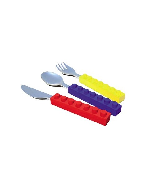 Niños de los ladrillos de Lego de construcción de acero inoxidable Cuchillo Tenedor Cuchara Utensilios Set - Envío Gratuito