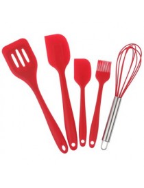 5pcs silicona utensilios para hornear Set higiene cocina utensilios accesorios rojo - Envío Gratuito