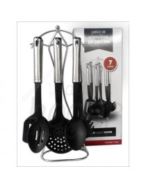 Paquete De 6 Utensilios Para Cocina (2 Cucharones, 3 Cucharas Y 1 Espátula) mas Base Metálica Promoción Hot Sale - Envío Gratuit