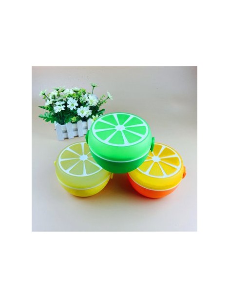 Korean Circular Portable Plastic Caja de almuerzo Kids Cute Lemon Shape Bento Contenedor de comida - Envío Gratuito