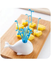 Lindo Blanco Ballena Delfines Cocina Jaula De Pájaros Fruta De Bocadillos Postre Tenedor  6pcs - Envío Gratuito