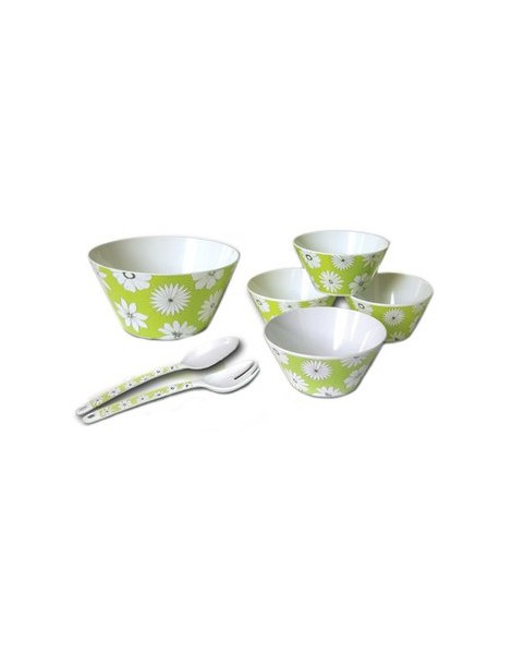 Set Para Ensalada 7 Pzas. Mod. 9063442 - Blanco con Verde - Envío Gratuito