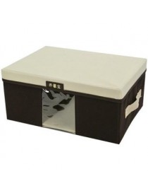 Caja de Almacenamiento Lid Visible Pequeña Ropa-Marrón con Beige - Envío Gratuito