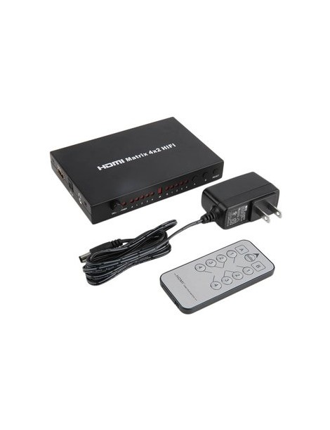 EH Matriz HDMI interruptor 4x2 Soporte HIFI Video Converter Audio y Control Remoto Negro - Envío Gratuito