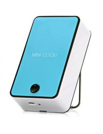 Mini Portátil De Aire Acondicionado Ventilador De Refrigeración 1400mAh 5V USB Recargable Con Soportede-Azul