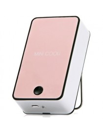 Mini Portátil De Aire Acondicionado Ventilador De Refrigeración 1400mAh 5V USB Recargable Con Soportede -Rosado