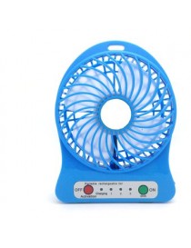 Mini USB Fan LED Soplador Portátil Aire Acondicionado Escritorio Bolsillo Móvil Batería Ventilador Eléctrico （Azul）