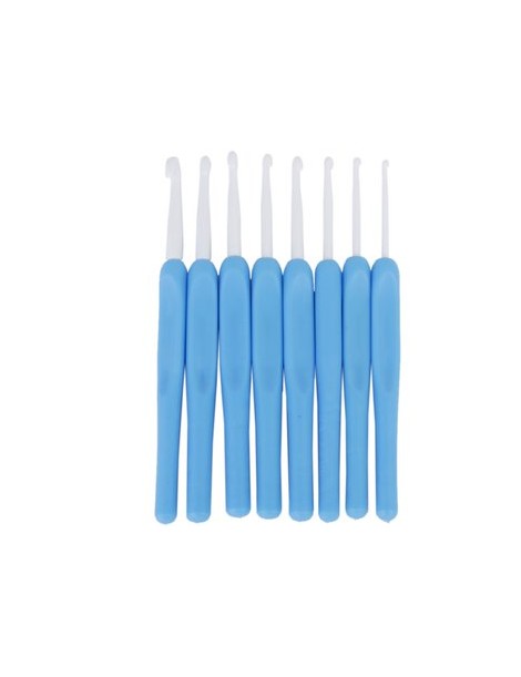 MagiDeal 8Pcs Gancho Gancho Crochet Hooks Agujas Tejer Hand Tools Plástico Azul 2.5-6mm - Envío Gratuito