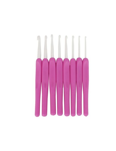 MagiDeal 8Size Cabeza De Plástico Ganchillo Ganchos Agujas Tejido A Crochet 2.5mm-6mmRosa - Envío Gratuito