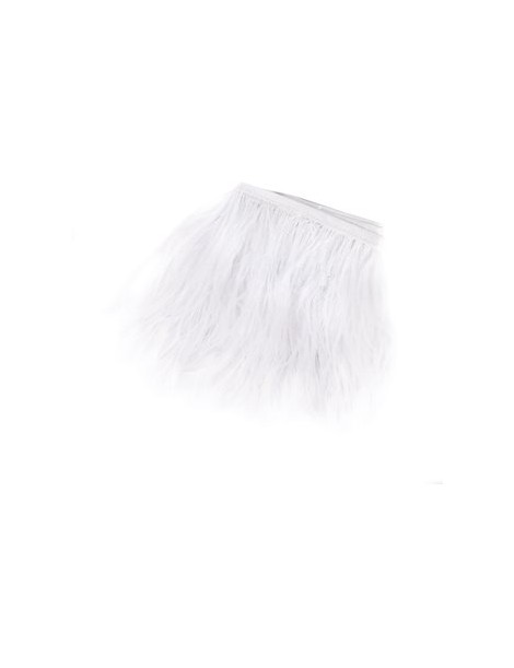 Generic Plumas De Avestruz Teñidas Franja 1 Yard Recorte Blanco Ostrich feather fringe - Envío Gratuito