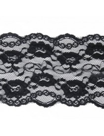 Generic Amplia Encaje Elastizado 5 Yardas 15cm Negro Floral Recortar Apliques De Coser Bricolaje