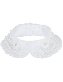 Generic Perlas De Imitación De Flores De Ganchillo Voile Blanco Cuello Escote Encantador Apliques De Costura