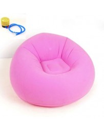 1Set Moda Flocado Inflable Sofá Bolso Silla Plegable Al Aire Libre Jardín Sofá Sala Mueble Esquina Sofa Cama Con Bomba -Rosado