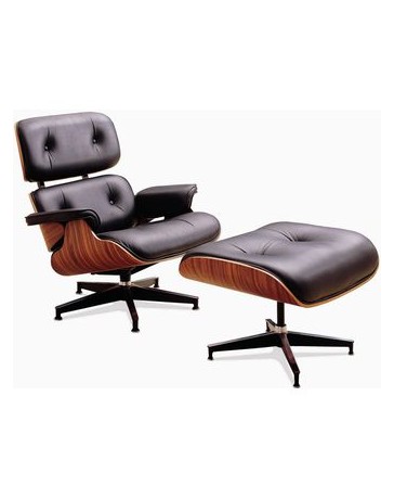 Sillon Silla Eames Lounge Charles Piel Italiana Madera Caoba Minimalista Elegante Moderno - Negro Replica Exacta - Envío Gratuit