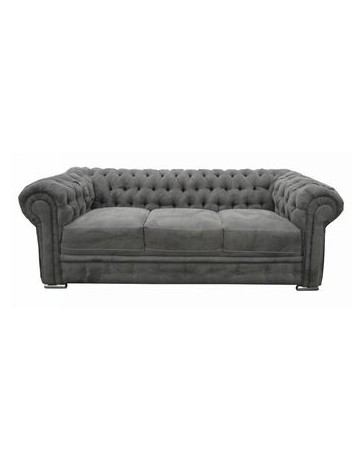 Sofa Olimpo De Fabou - Gris, Capitonado, Suede - Envío Gratuito