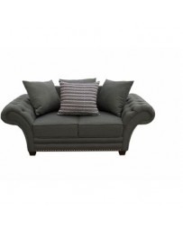 Love Seat Gray Fabou - Gris Oxford, Capitonado, Moderno, Minimalista - Envío Gratuito