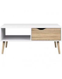 Mesa de centro-The H design-Mesa de centro Kim estilo moderno con madera natural-blanco - Envío Gratuito