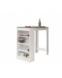 Mesa alta-The H design-Mojito-Mesa de bar estilo moderno de color blanco con cubierta gris antracita-blanco