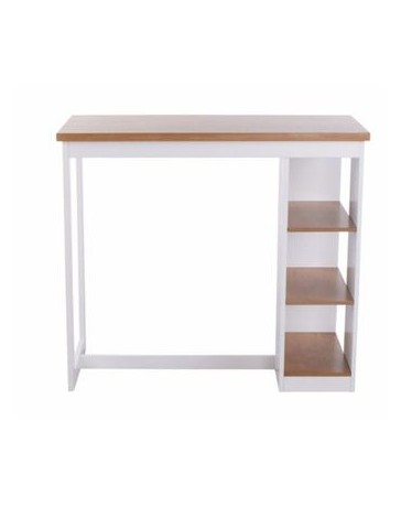 Mesa alta-The H design-Rolan-Mesa de bar estilo moderno con cubierta de madera-blanco - Envío Gratuito