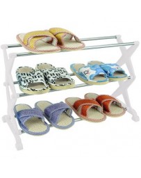 Zapatera Rack 3 Niveles-Plateado con Blanco