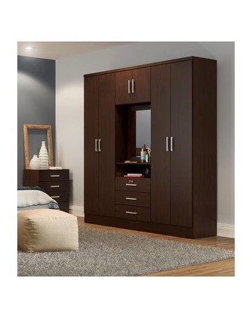 Ropero Closet Bertolini 588 7 Puertas 3 Cajones-Chocolate - Envío Gratuito